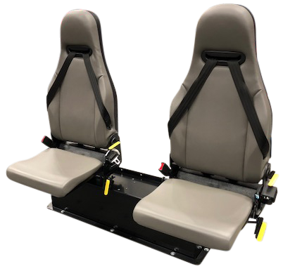 EVS 2169 Vac-formed, Seamless Attendant Flip Up and Tilt Forward Seat with Backpack Belting